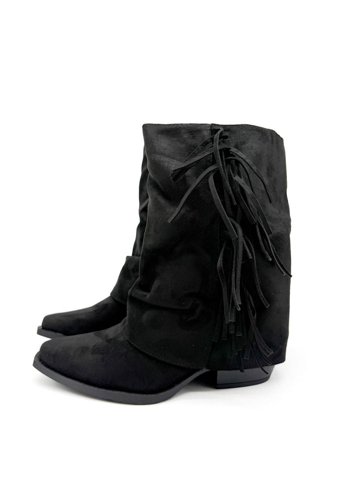 Botines Estilo de Cowboy Detalles Flecos