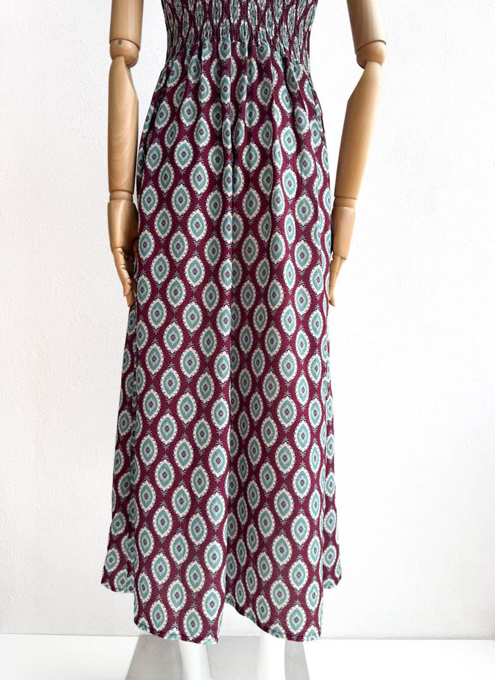 Vestido Midi Étnico con Escote Original – Disponible en Varios Colores