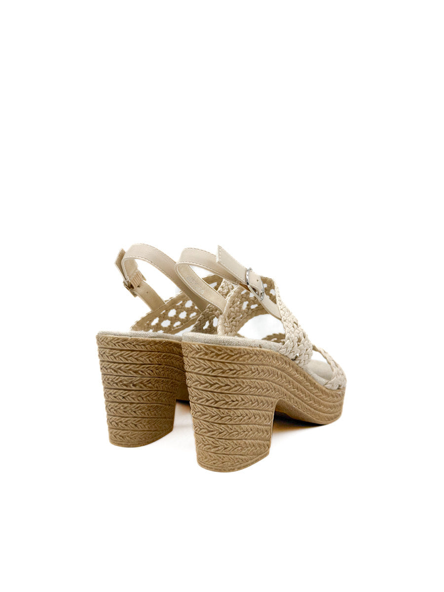 Sandalias de Tacón con Tejido Trenzado  Estilo Artesanal