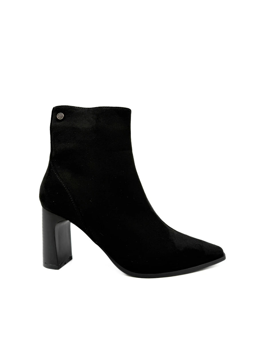 Botines de Antelina con Tacón Ancho y Punta Afilada