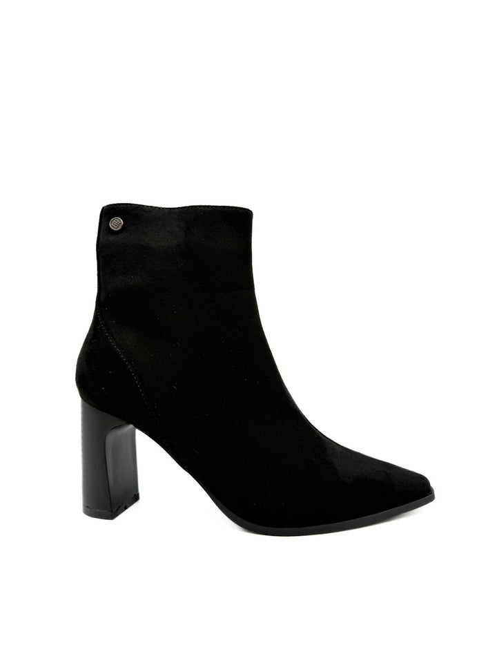Botines de Antelina con Tacón Ancho y Punta Afilada