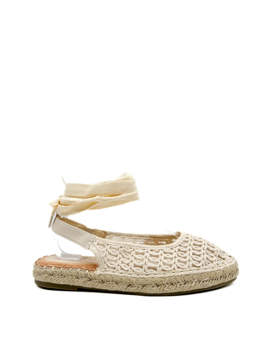Alpargatas Crochet Beige con Cintas Extraíbles | Estilo Bohemio