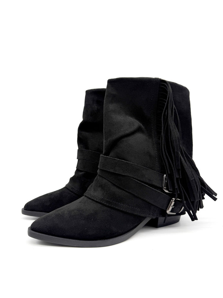 Botines con Flecos y Correas con Hebillas
