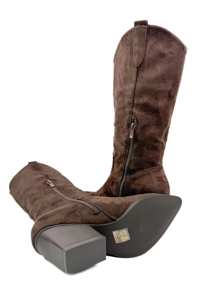 Botas Cowboy Diseño Bordados Tacón Ancho