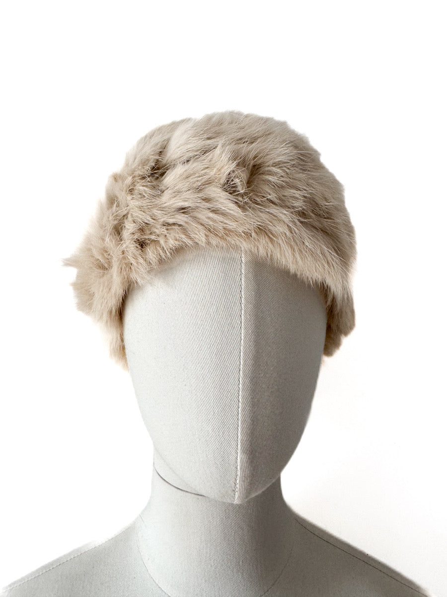 Cuello de piel de conejo Beige única
