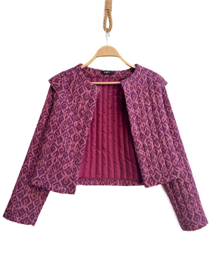 Chaqueta artesanal acolchada de algodón Rosa Morado oscuro única