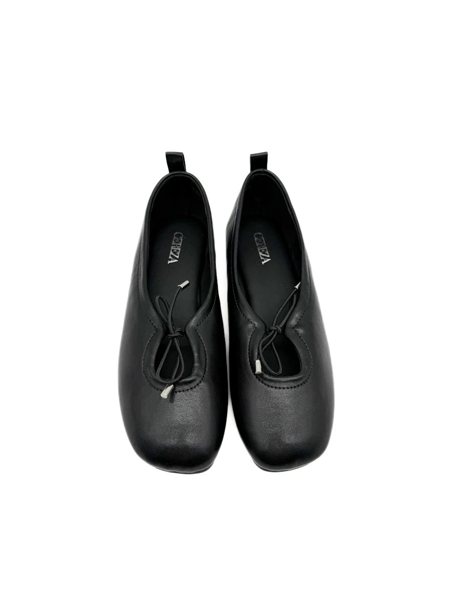 Bailarinas Planas de Punta Cuadrada con Lazo Ajustable
