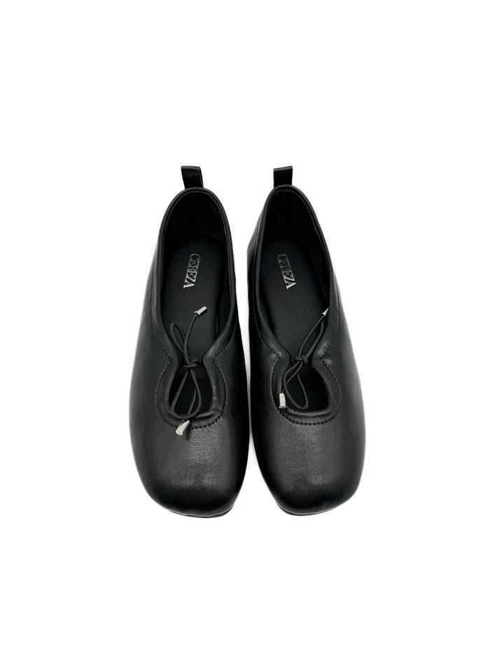 Bailarinas Planas de Punta Cuadrada con Lazo Ajustable