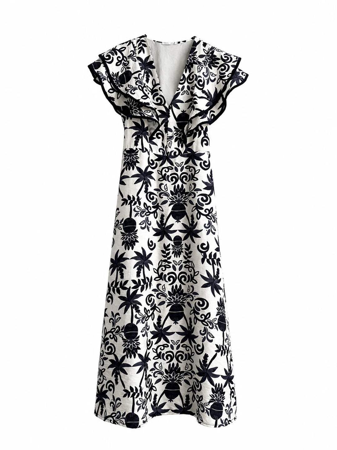 Vestido Largo  Estampado / Liso con Volantes