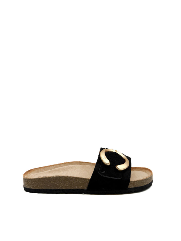 Sandalias Planas Elegantes con Hebilla Dorada