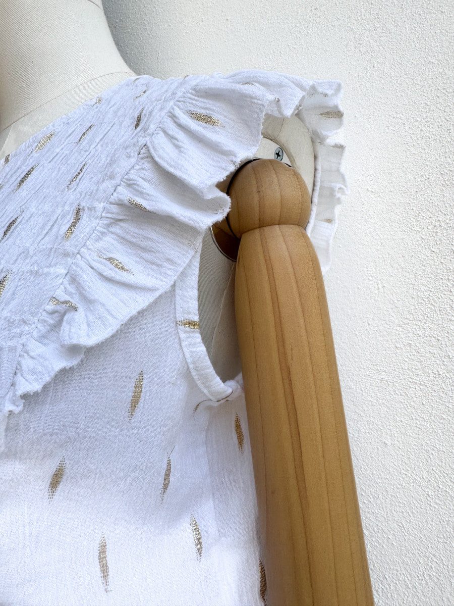 Conjunto de Blusa y Falda en Algodón Texturizado