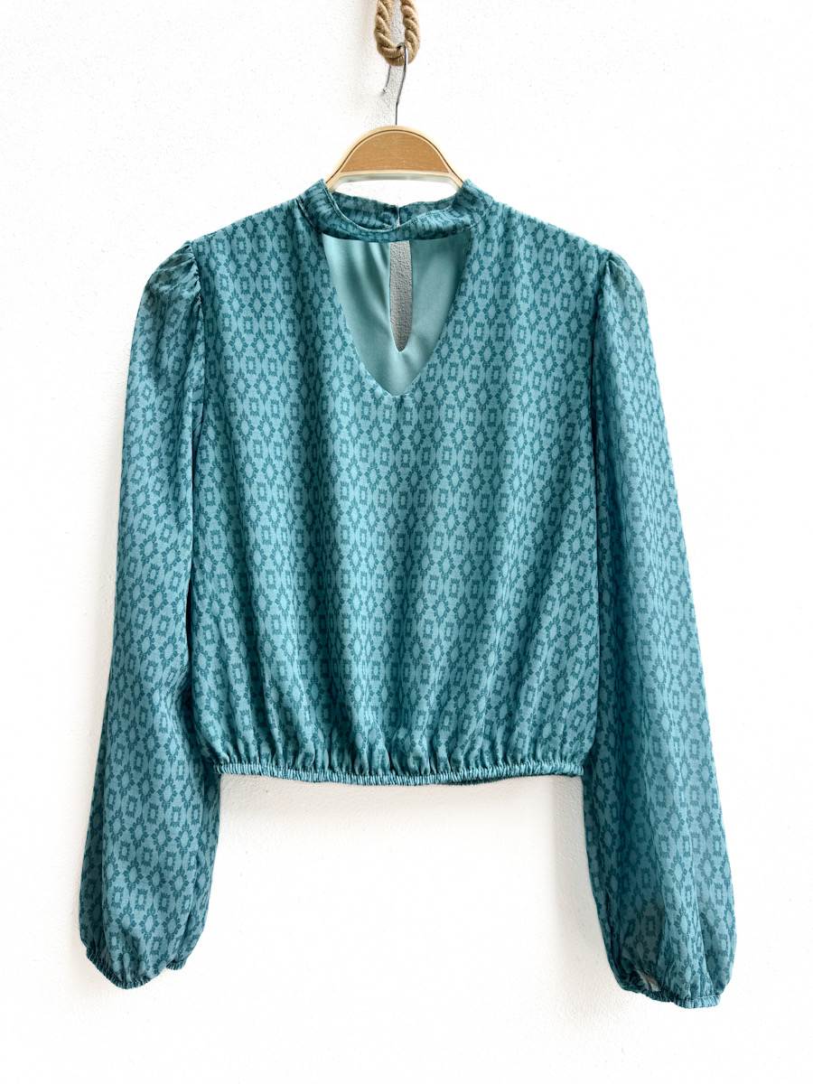 Blusa de Manga Larga con Estampado Geométrico, Disponible en Más Colores y Diseños