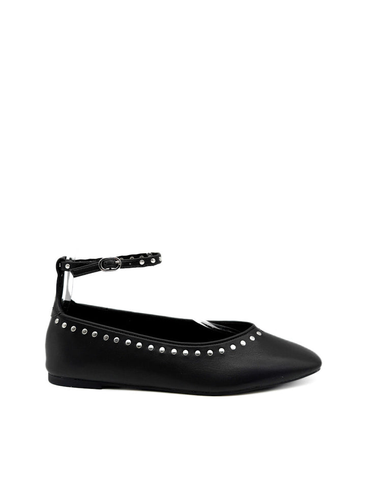 Bailarina Negra con Tachuelas y Correa de Tobillo Corina M5607