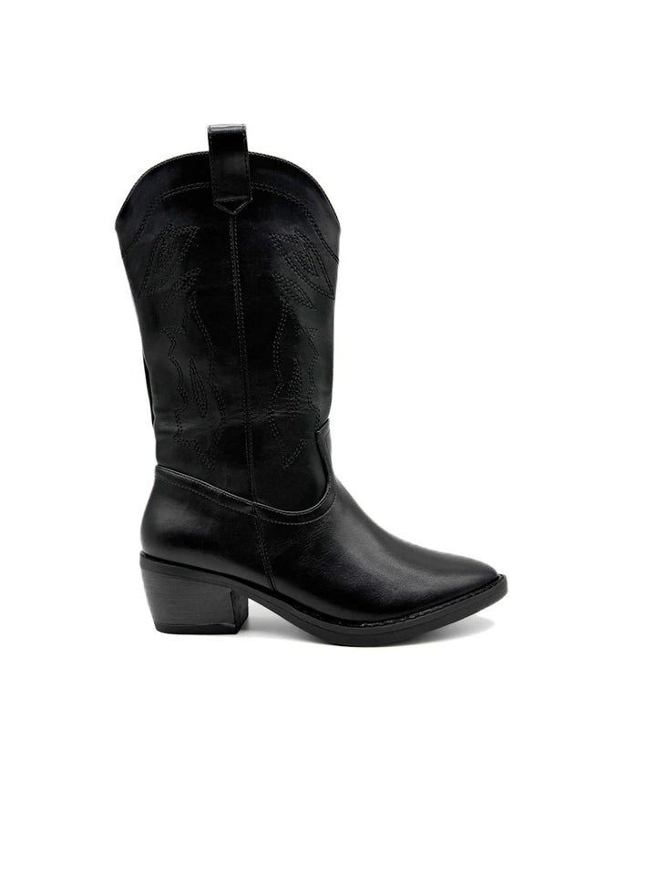 Bota cowboy negra de piel lisa Alieva
