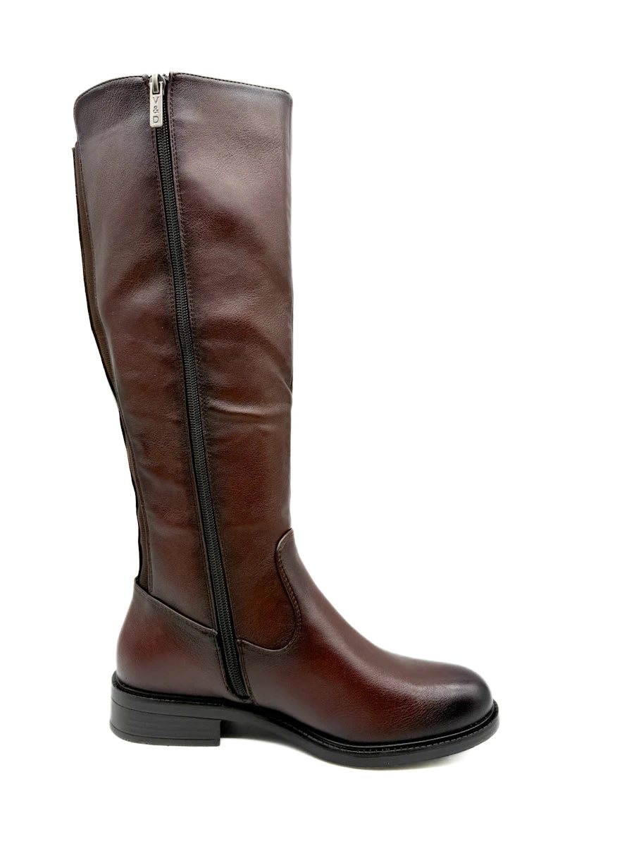 Botas Altas de Caña Elástica con Tacón Bajo y Cremallera