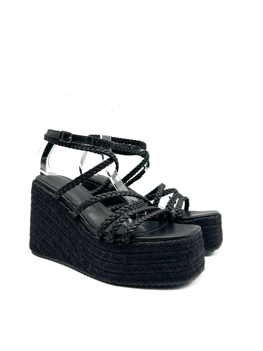 Sandalias de cuña con plataforma  tiras trenzado