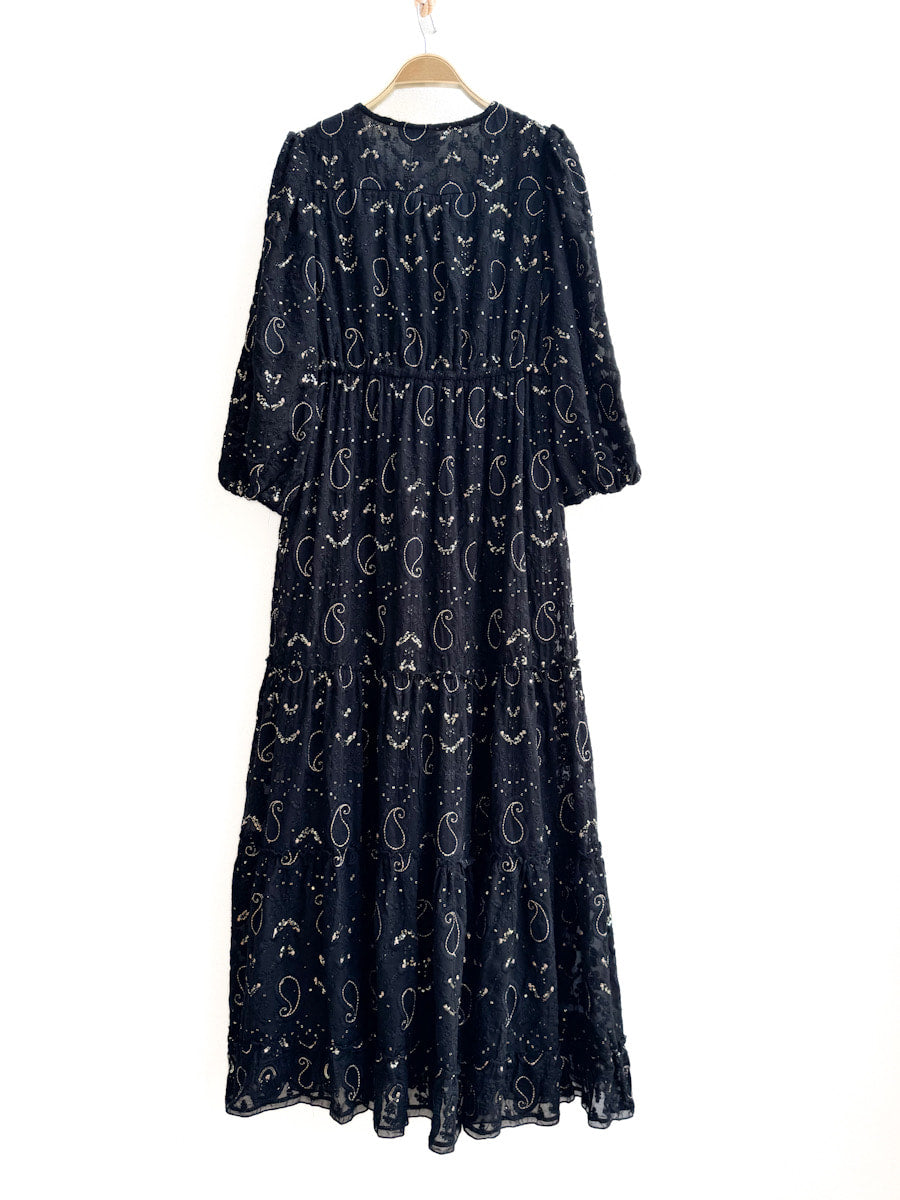 Vestido Largo Bohemio Bordado con Cordón Ajustable