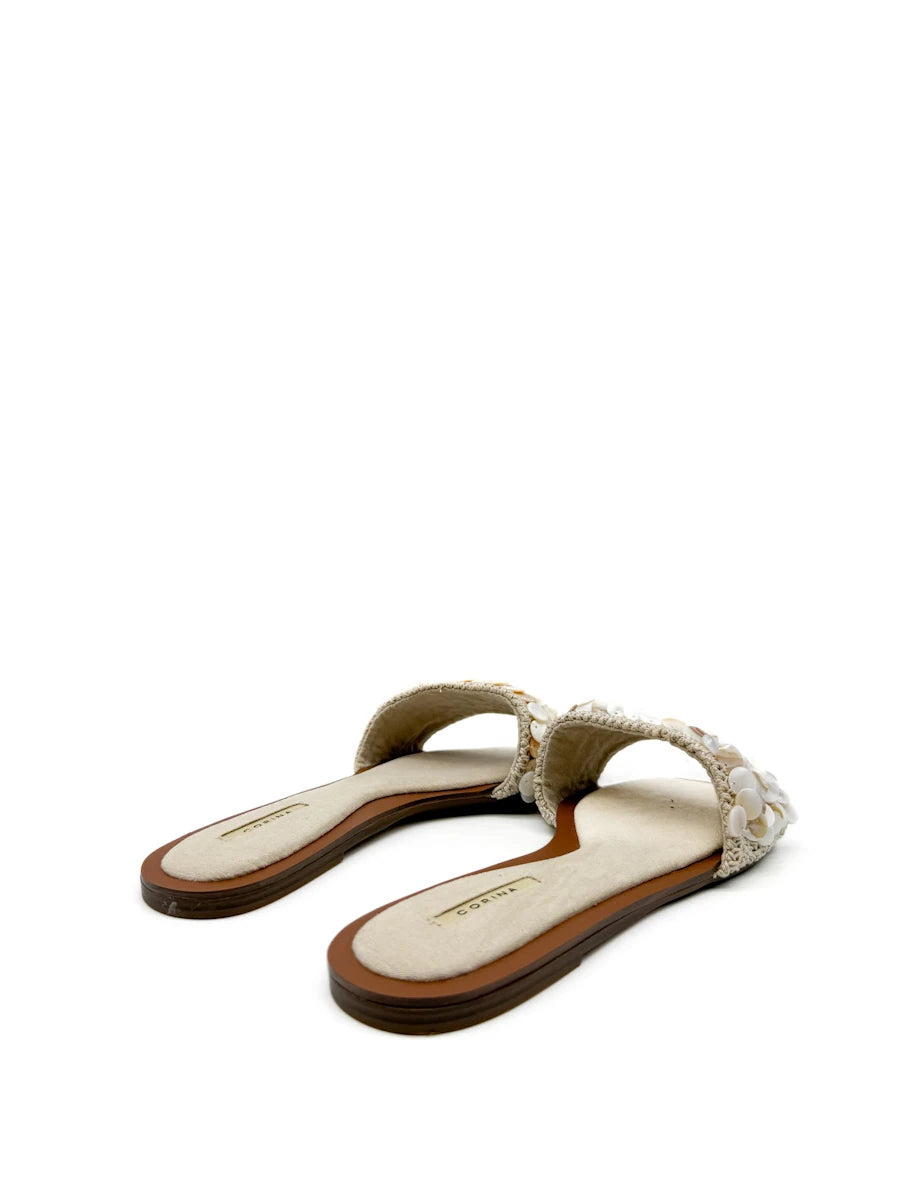 Sandalias Planas Corina con Nácar y  Crochet  | Estilo Boho Verano