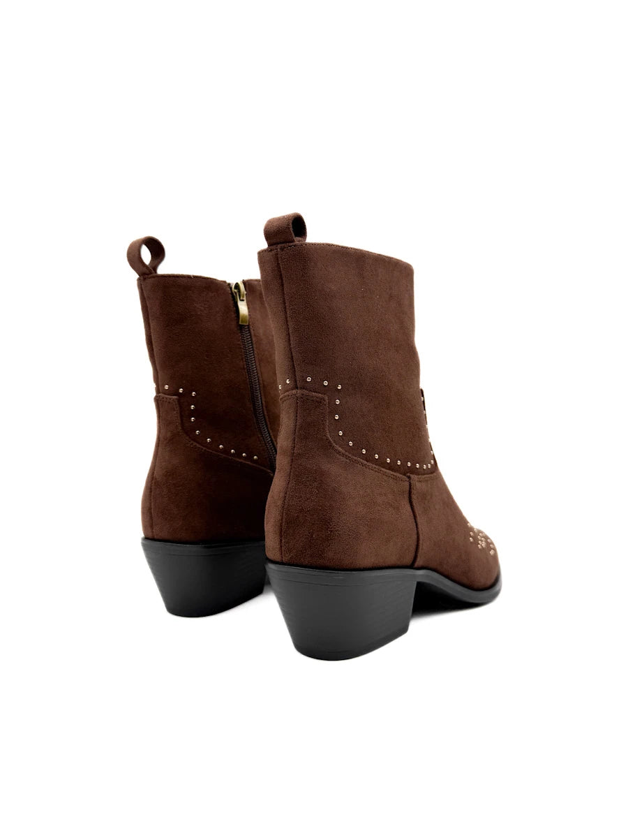 Botines Cowboy de Antelina con Tachuelas Decorativas