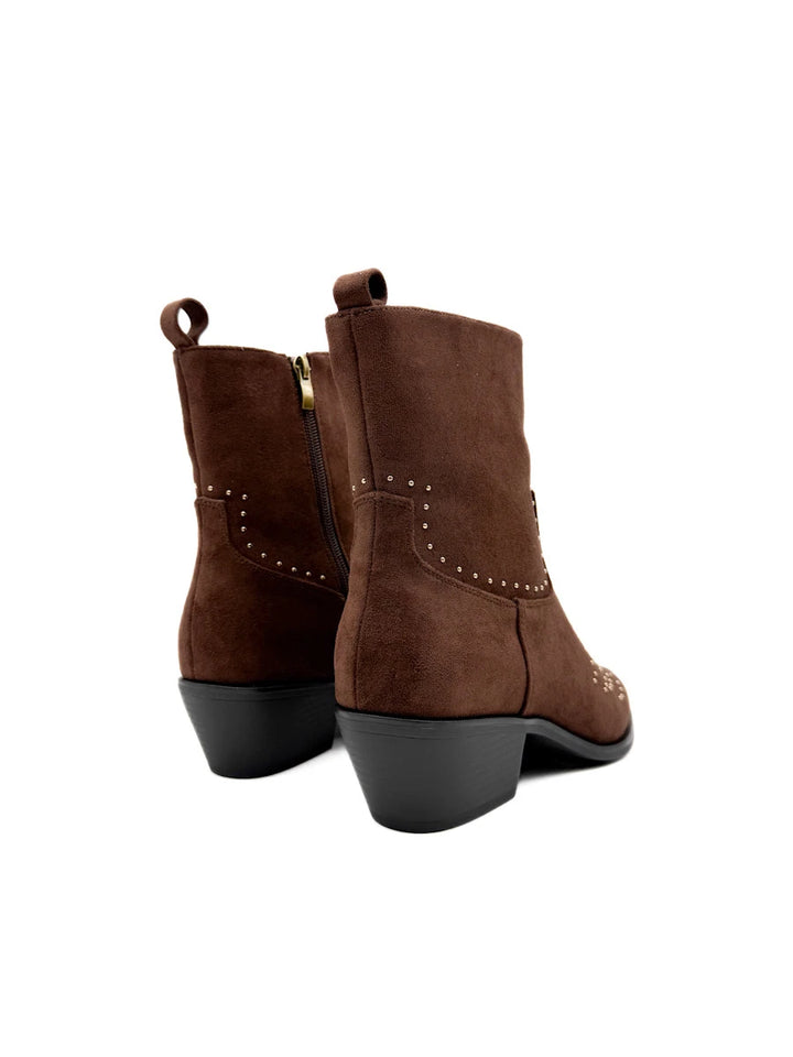 Botines Cowboy de Antelina con Tachuelas Decorativas