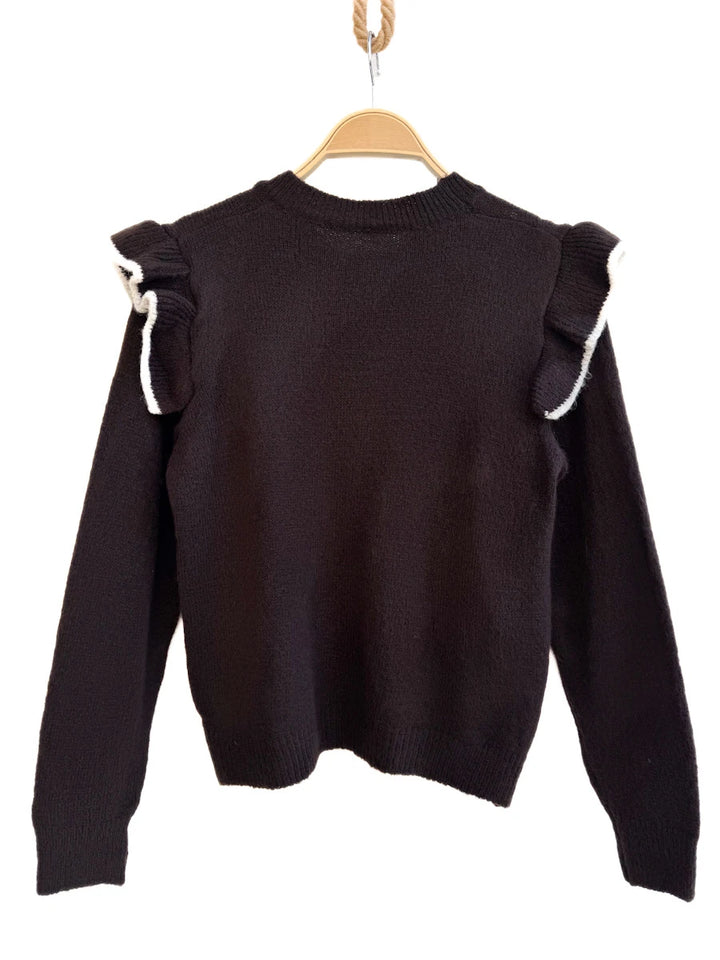 Jersey de punto suave con volantes en los hombros