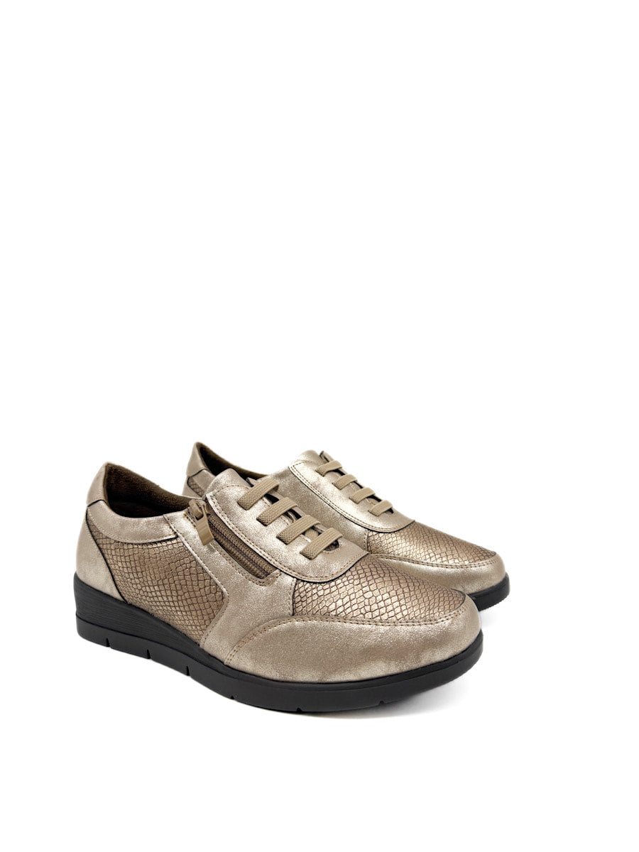 Zapatillas Casuales con Detalles en Textura de Serpiente y Cremallera Lateral