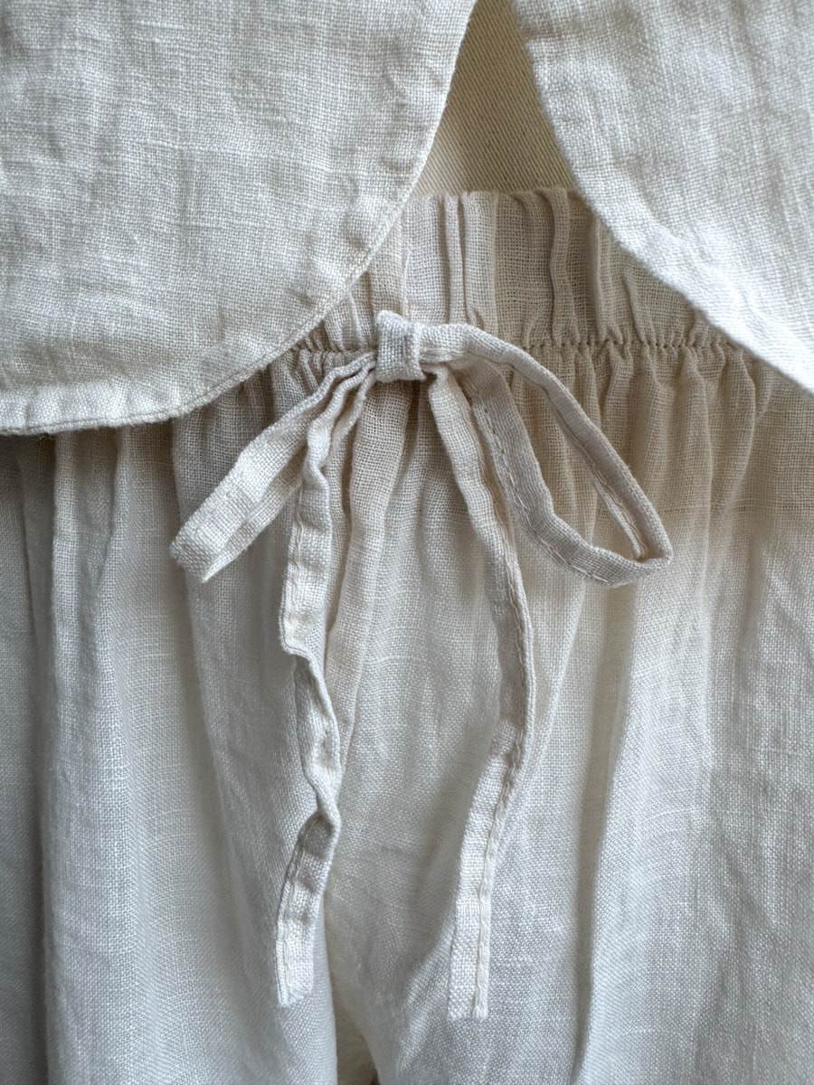 Pantalón de Lino con Cintura Elástica y Lazo Decorativo