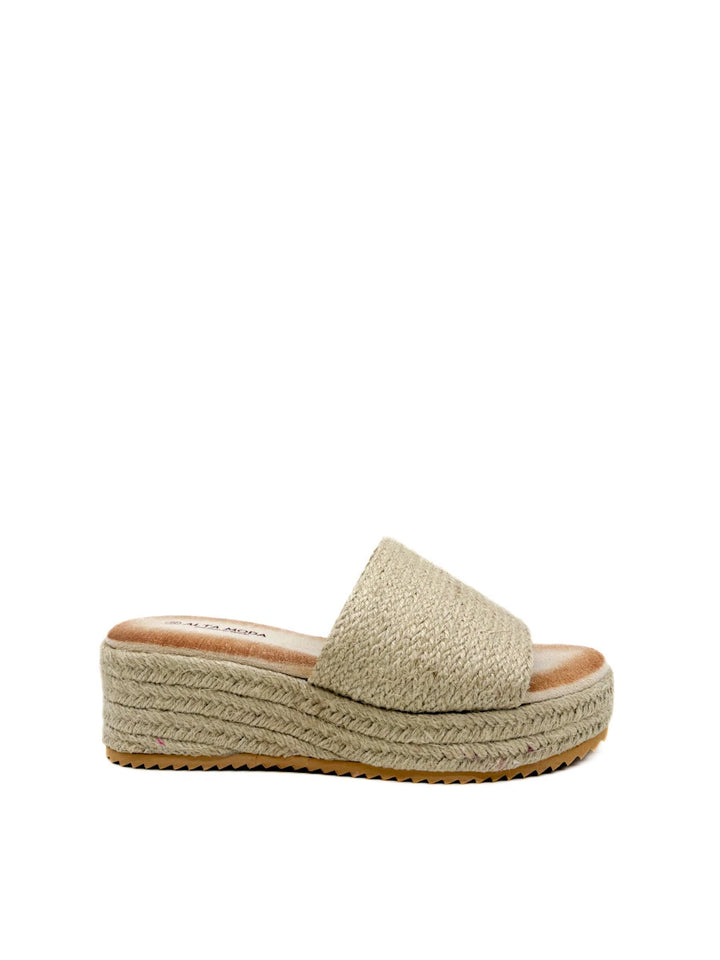 Sandalias Alpargatas con Plataforma de Yute en Color Beige