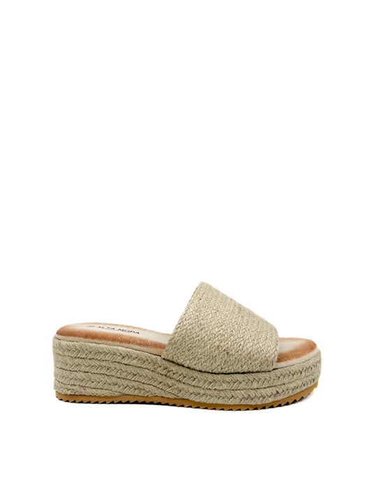 Sandalias Alpargatas con Plataforma de Yute en Color Beige