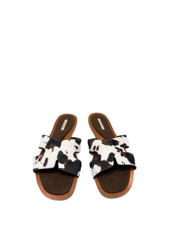 Sandalia Pala con Estampado de Vaca