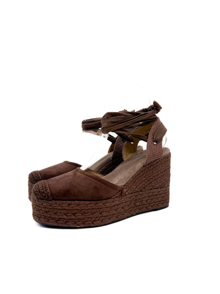 Alpargatas de Cuña con Cinta al Tobillo Tipo Valencianas