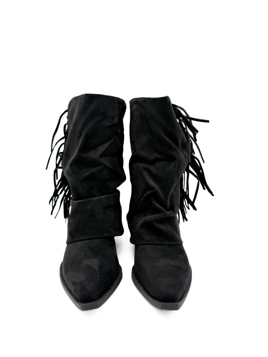 Botines Estilo de Cowboy Detalles Flecos
