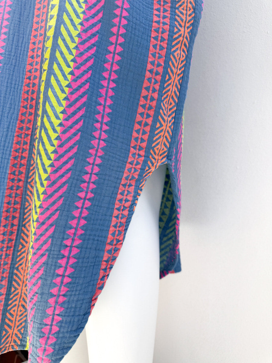 Vestido Camisero de Algodón con Estampado Étnico