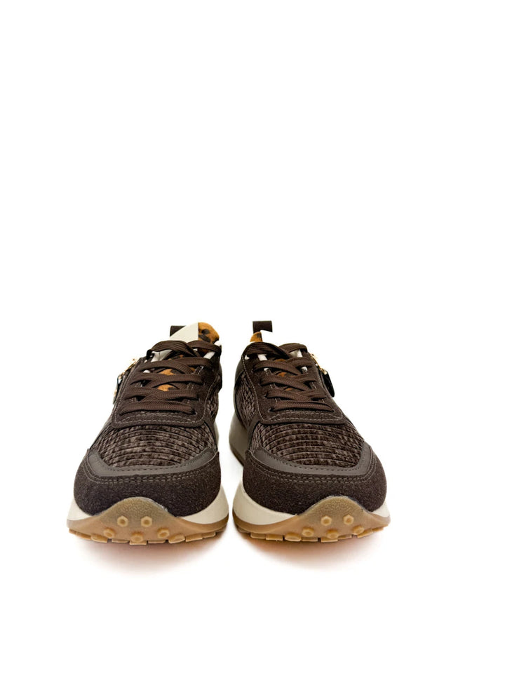 Zapatillas Deportivas de Mujer con Cremallera Decorativa, Pana y Detalle Animal Print