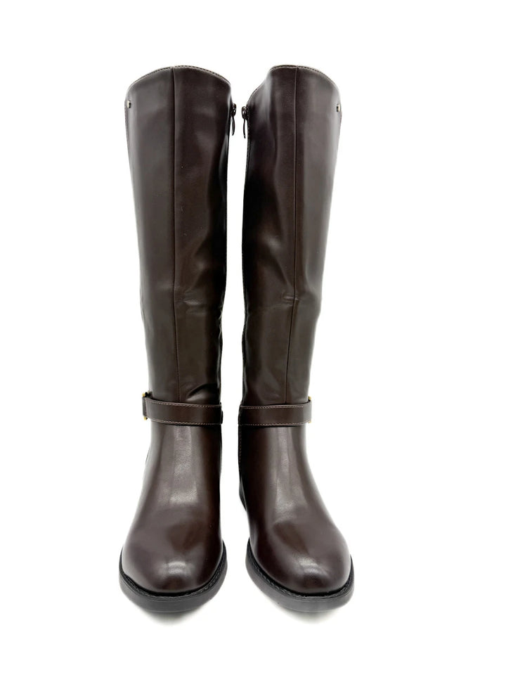 Botas Altas de Piel Sintética con Caña Elástica y Adorno Metálico