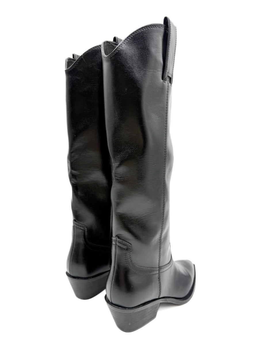 Botas Cowboy Negras de Cuero Sintético Estilo Clásico