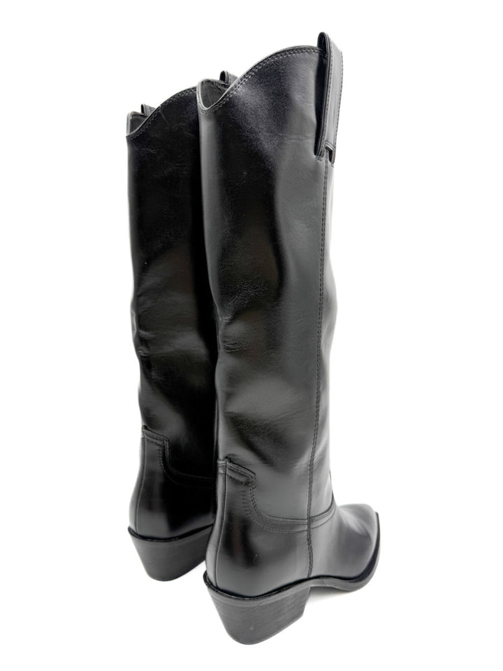 Botas Cowboy Negras de Cuero Sintético Estilo Clásico
