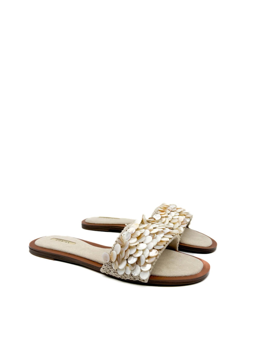 Sandalias Planas Corina con Nácar y  Crochet  | Estilo Boho Verano