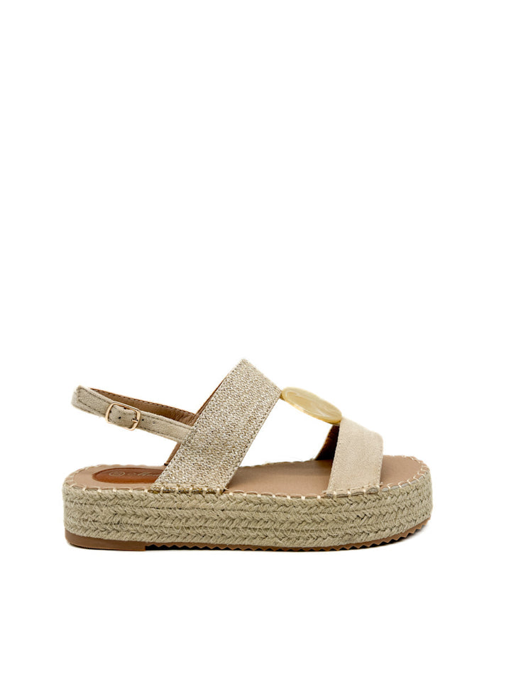 Sandalias Plataforma de Yute con Detalle Decorativo