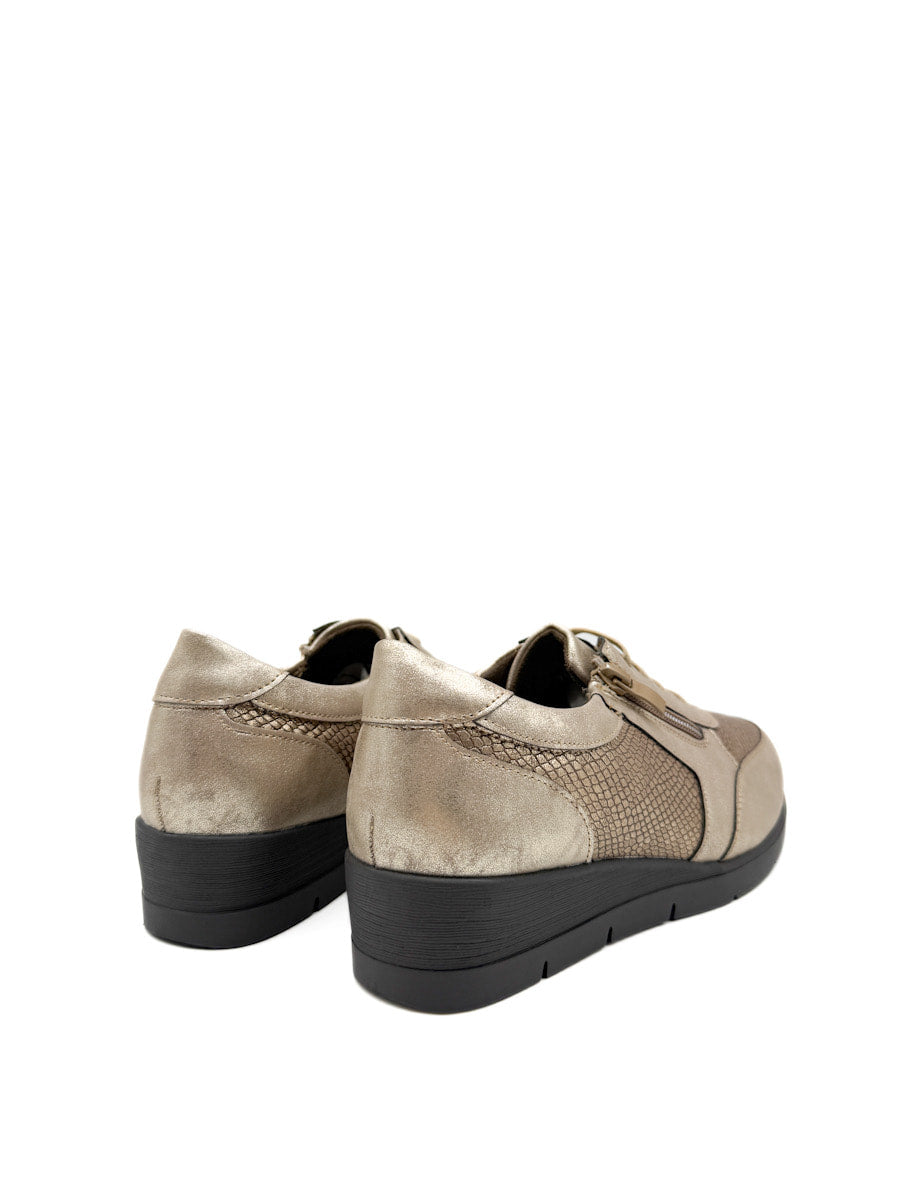 Zapatillas Casuales con Detalles en Textura de Serpiente y Cremallera Lateral