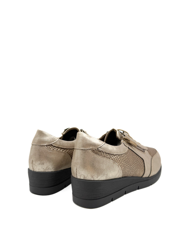 Zapatillas Casuales con Detalles en Textura de Serpiente y Cremallera Lateral