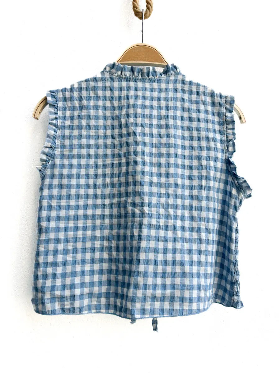 Top Fruncido de Cuadros con Lazo