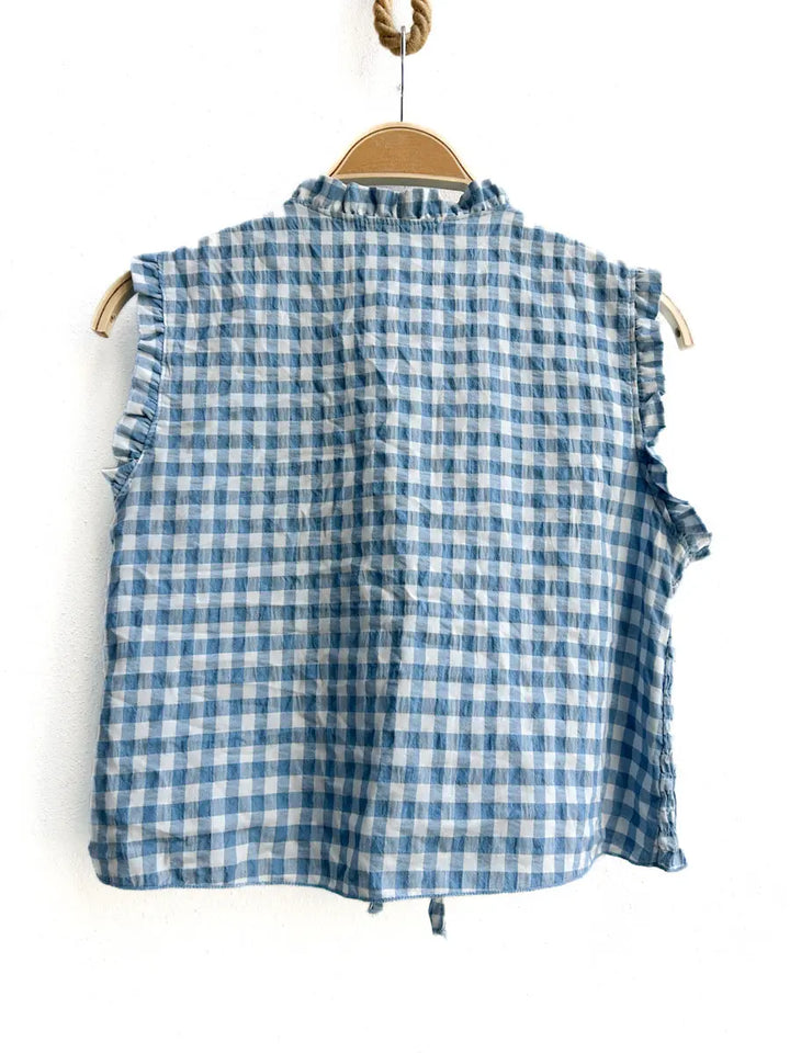 Top Fruncido de Cuadros con Lazo