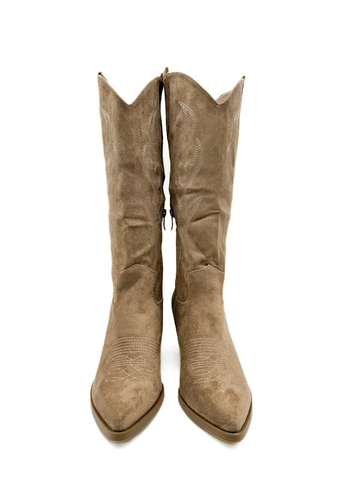 Botas Cowboy Diseño Bordados Tacón Ancho