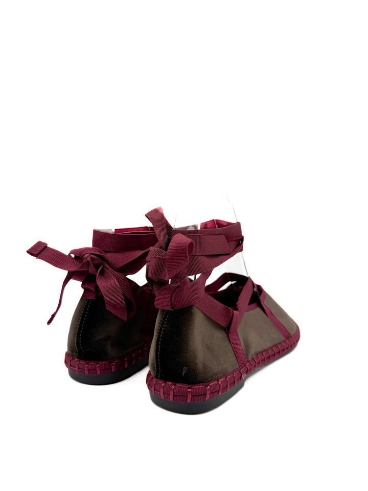 Bailarinas de Terciopelo Tira Cruzadas Con Cinta Atada