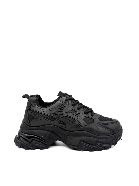 Zapatillas Blanco y Negro: Estilo Urbano con Suela Gruesa Negro
