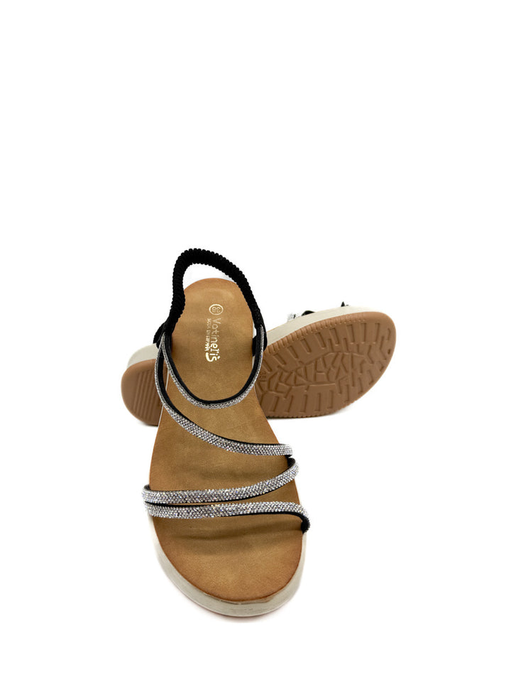 Sandalias de Mujer con Tiras Detalles de Pedrería Brillante