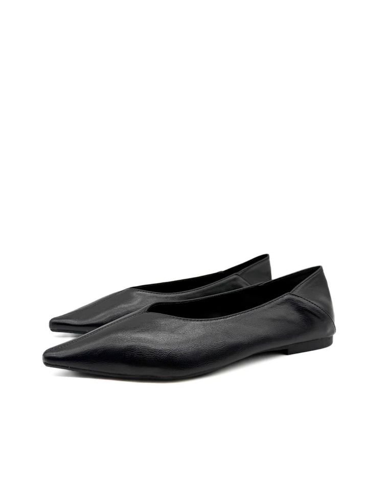 Bailarinas de Punta Estrecha con Escote en V - Zapatos Planos Elegantes