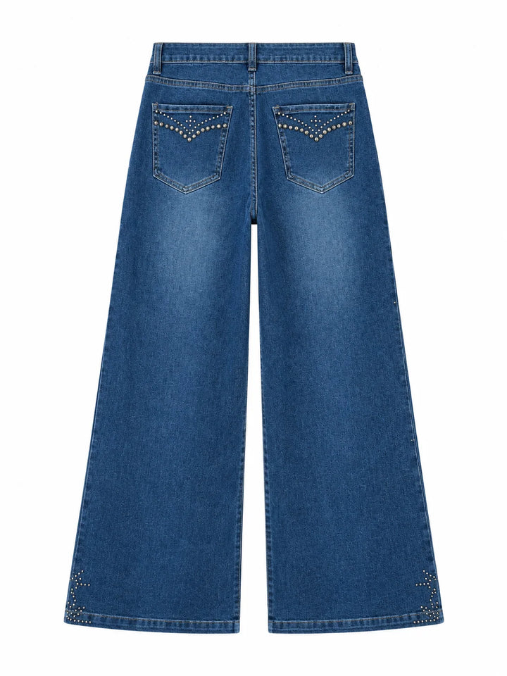 Vaquero Recto Azul con Tachuelas Laterales