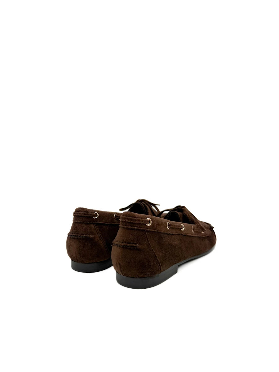 Mocasines Náuticos de Antelina para Mujer - Marrón Chocolate